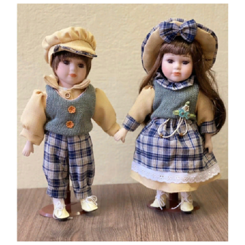 фото Кукла керамическая / кукла коллекционная на подставке 30 см , набор 2 куклы , ар.7807 anedy