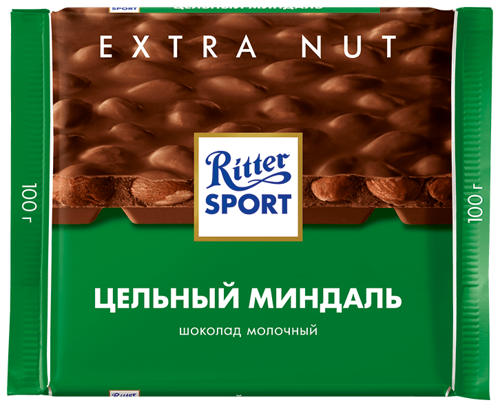 Шоколад молочный RITTER SPORT Цельный миндаль, 100 г