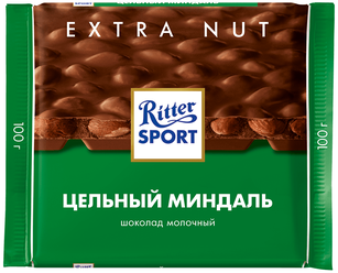 Шоколад Ritter Sport Extra Nut молочный цельный миндаль, 100 г