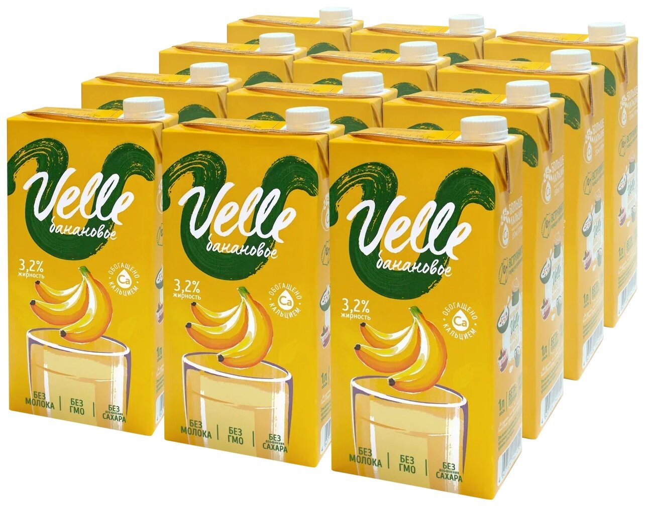 Напиток растительный Velle овсяный со вкусом Банана, 12 шт. по 1л - фотография № 1