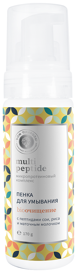 Дом Природы пенка для умывания Multi Peptide с маточным молочком для сухой и чувствительной кожи, 170 мл, 170 г