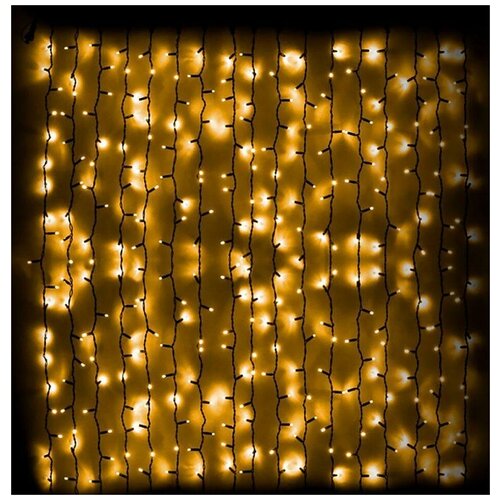 фото Гирлянда штора 2x2 м, прозрачный провод, 276 жёлтых диода, с контроллером china dans international