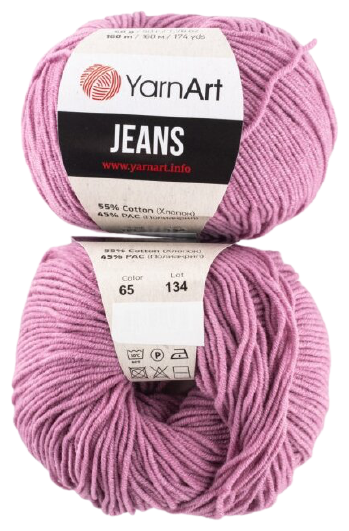 Пряжа YarnArt Jeans Ярнарт джинс Пыльная роза (65) 2 мотка 50 г/160 м (45% акрил 55 хлопок)