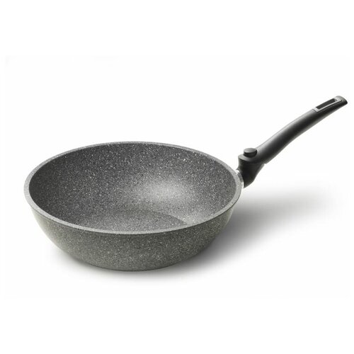 Сковорода вок антипригарная Accademia Mugnano Cuore di Pietra Spazio+, 28 см со складной ручкой (крышка в комплекте)
