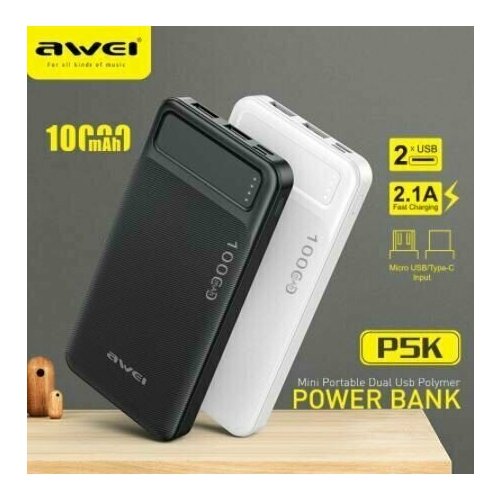 Аккумулятор AWEI P5K 10000 mAh White