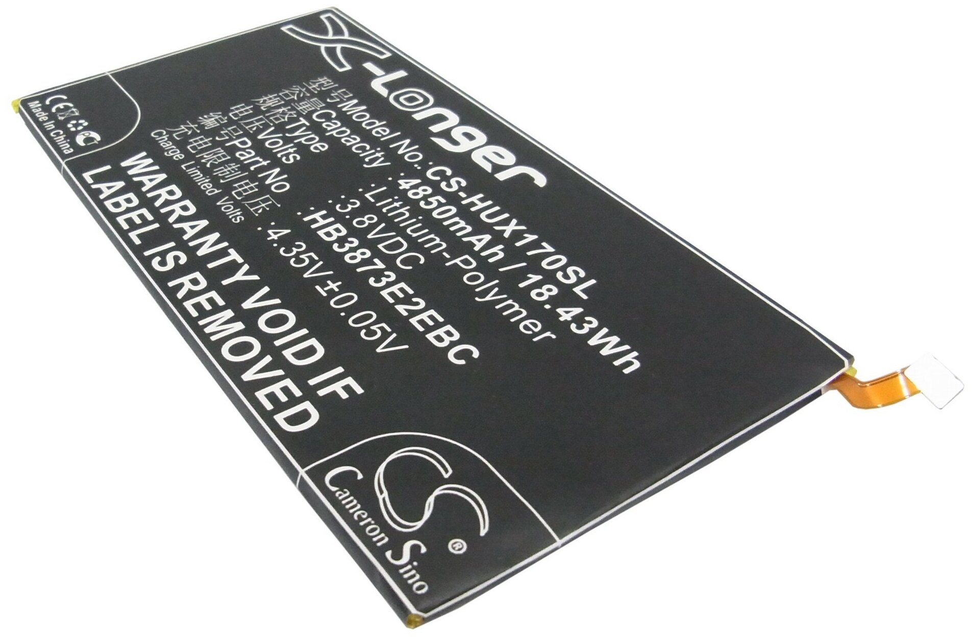 Аккумулятор CameronSino CS-HUX170SL для планшета Huawei MediaPad X1 7.0 3G (7D-501U), LTE (7D-501L), p/n: HB3873E2EBC, 4850mAh