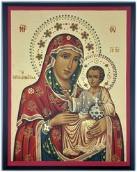 Икона Греческая Agio Silver Иерусалимская Божья Мать 11Х13 см. сусальное золото, оливковое дерево.