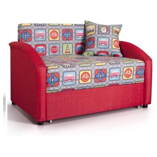Детский мини-диван Даня (принт дорожные знаки, 116см.)