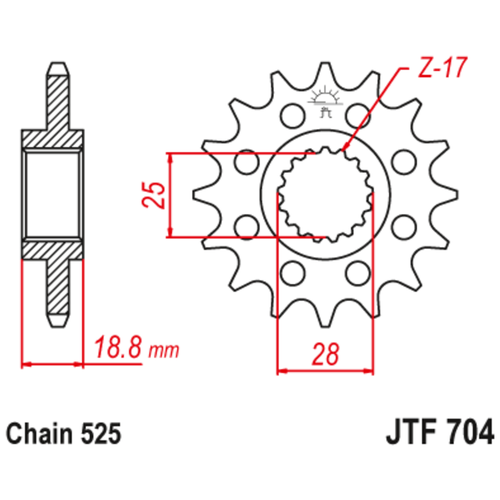 Запчасти JT Звезда ведущая , JT 704.16