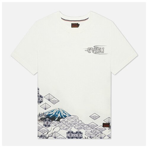 фото Мужская футболка evisu heritage dragon & mountain fuji printed белый , размер s