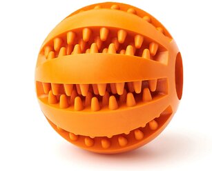 Жевательная игрушка для собак, мяч "Чистые Клыки", цвет: оранжевый, диаметр 5 см