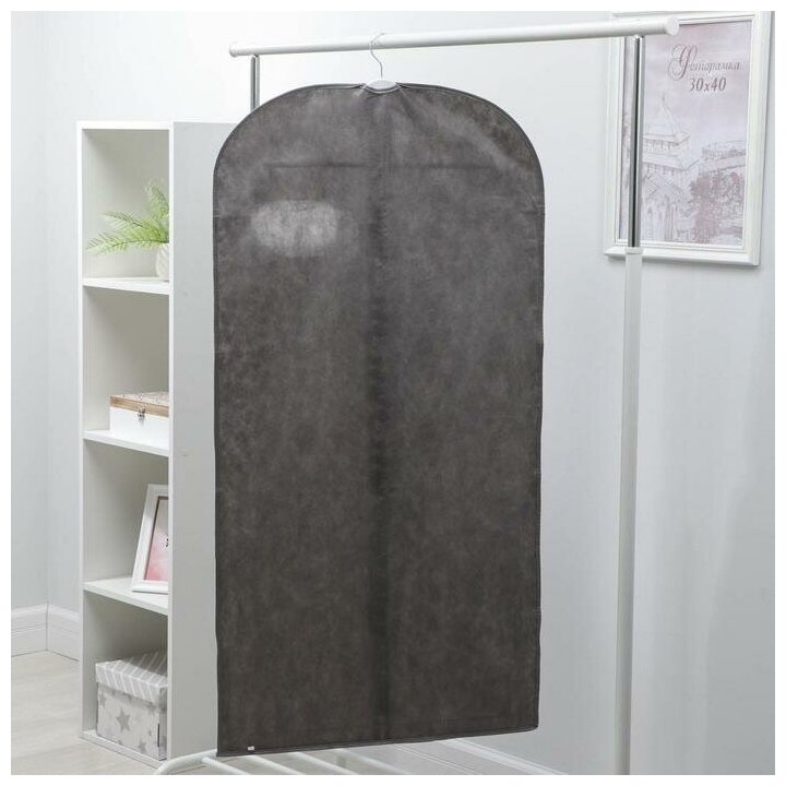 Чехол для одежды с окном, 60×120 см, спанбонд, цвет серый - фотография № 4
