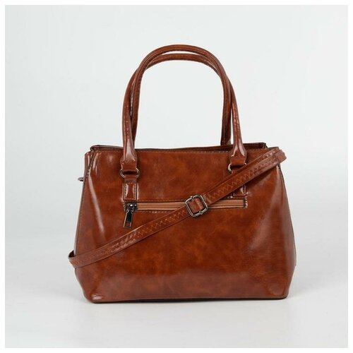 фото Сумка женская, отдел на молнии, 3 наружных кармана, цвет рыжий yandex market