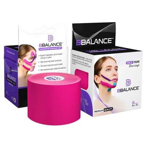 фото Тейп для лица bb face tape™ 5 см × 5 м хлопок розовый bbalance