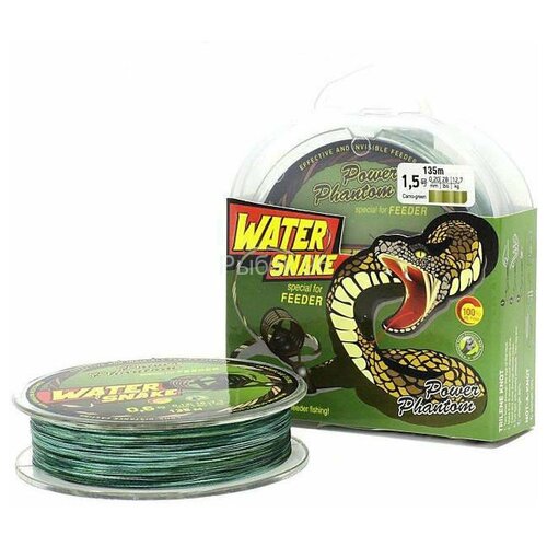 фото Леска плетеная power phantom watersnake pe camo-green 0.12 135м