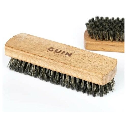 Щетка для полировки обуви Guin - большая, натуральный темный ворс, ручка бук, 160*48*16