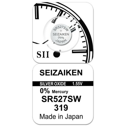 Батарейка SEIZAIKEN 319 (SR527SW) Silver Oxide 1.55V (1 шт) maxell батарейка maxell sr527sw 319 0%hg