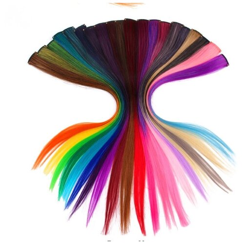 Цветные пряди - локоны на заколке (2 шт)