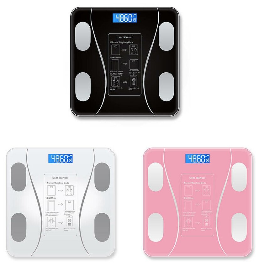 Напольные умные весы c bmi, электронные напольные весы для Xiaomi, iPhone, Android, белые — фото 1