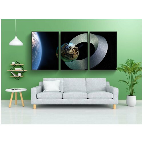 фото Набор модулных постеров для интерьера "мяч кольцо, пространство, звезды" 60x90 см. в тубусе, без рамки lotsprints