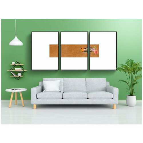 фото Набор модулных постеров для интерьера "винтаж, птица, декоративный" 60x90 см. в тубусе, без рамки lotsprints