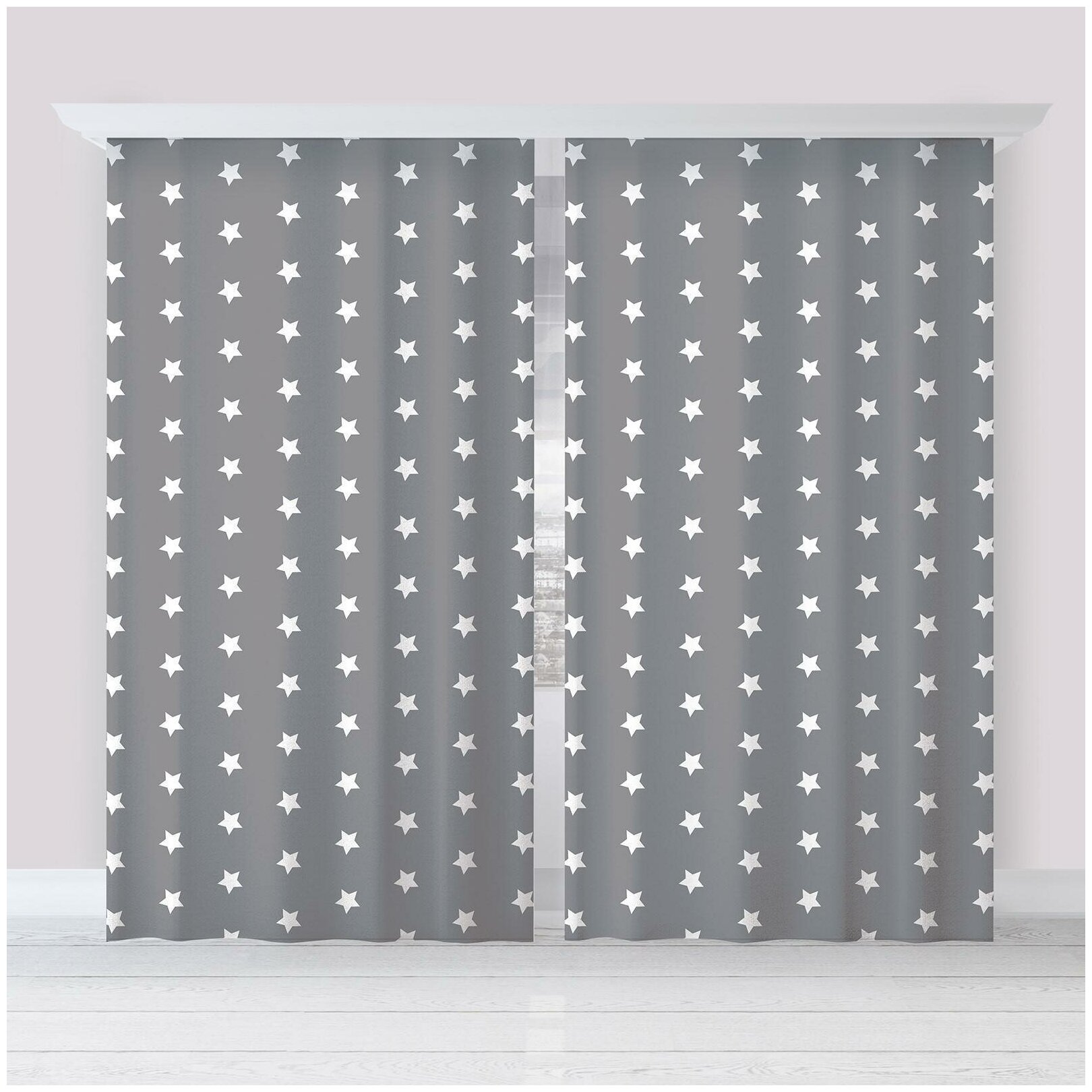 Комплект штор Этель Grey stars 145*260 см 2 штуки