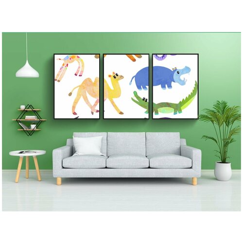 фото Набор модулных постеров для интерьера "дикая природа, животные, млекопитающие" 60x90 см. в тубусе, без рамки lotsprints