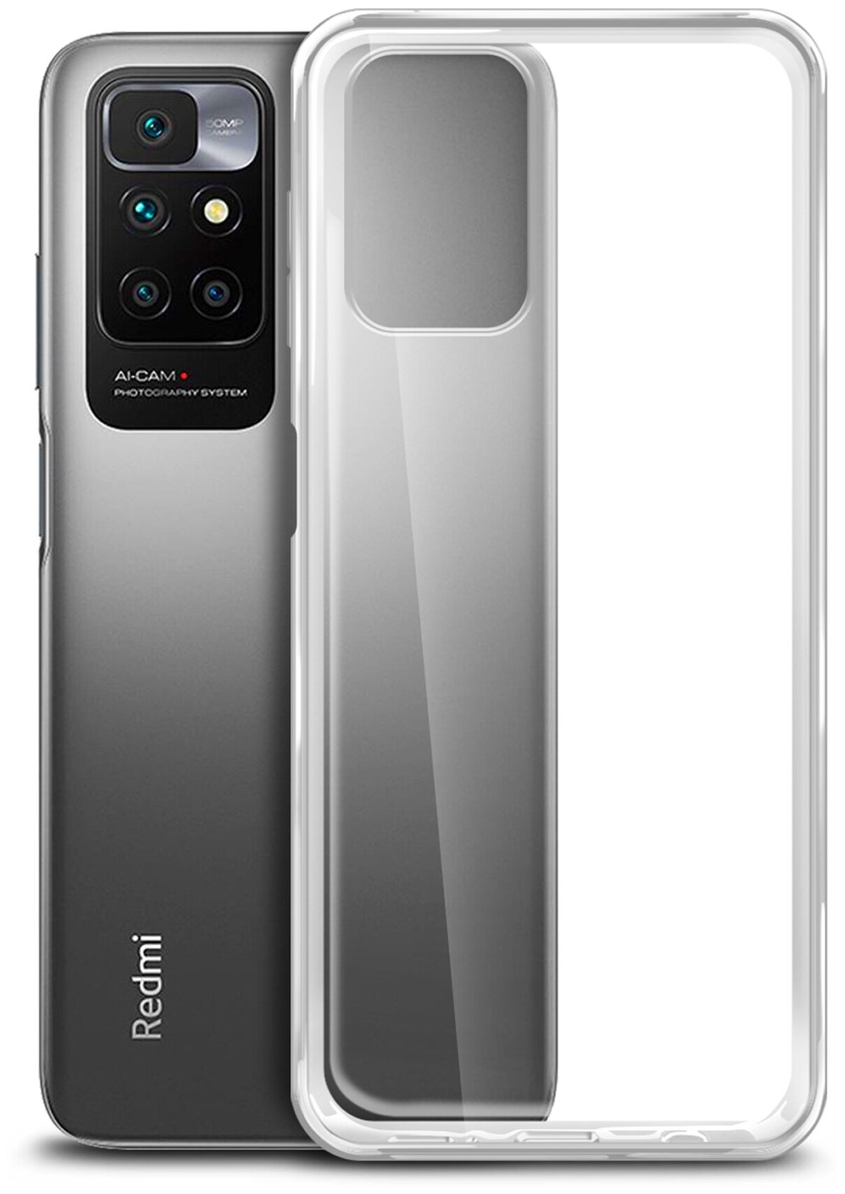 Чехол на Xiaomi Redmi 10/ Ксиоми Редми 10 накладка, прозрачная силиконовая с защитой (бортиком) вокруг камер, Brozo