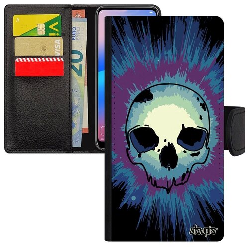 фото Чехол- книжка на смартфон // xiaomi redmi 6a // "череп" пират дизайн, utaupia, фиолетовый