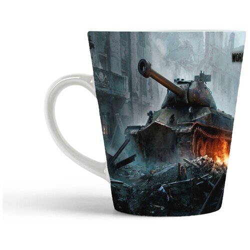 фото Кружка-латте coolpodarok world of tanks wot танки ворлд оф тэнкс (горят гусеницы)