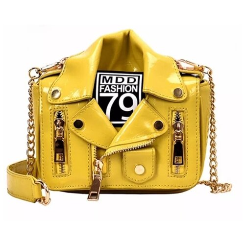 Небольшая сумочка с оригинальным дизайном в стиле кожанной куртки с замком