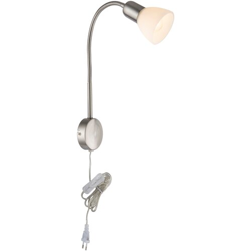 Бра Arte Lamp Falena A3116AP-1SS, E14, 40 Вт, кол-во ламп: 1 шт., цвет арматуры: серебристый, цвет плафона: белый