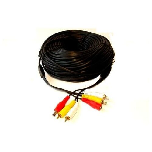 Готовый кабель видеонаблюдения для камер AHD/TVI/CVI/CBS длиной 30м для внутренних и уличных работ с разьемами для подключения микрофона