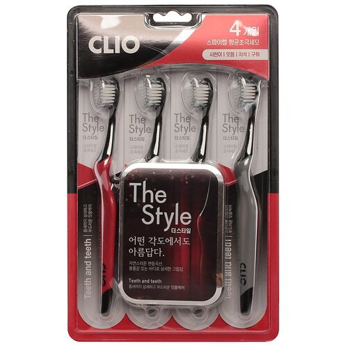 Зубная щетка набор CLIO The Style Toothbrush (4 шт) зубная щетка набор 4шт clio curved nine toothbrush 4