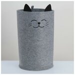 Корзина для хранения Funny «Котик», цвет серый - изображение