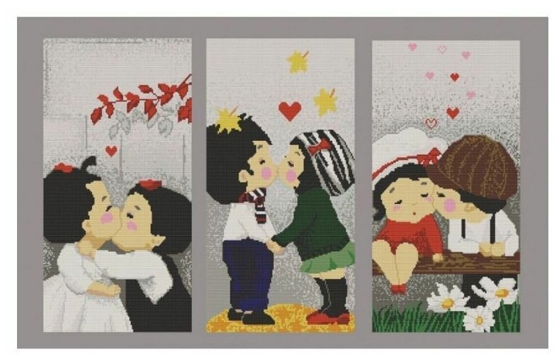 Рисунок на ткани Конёк "Триптих Любовь", 40x80 см