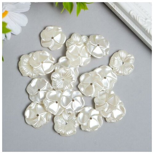 фото Декор для творчества пластик "незабудка жемчужная" набор 20 шт 0,4х2,3х2,3 см mikimarket