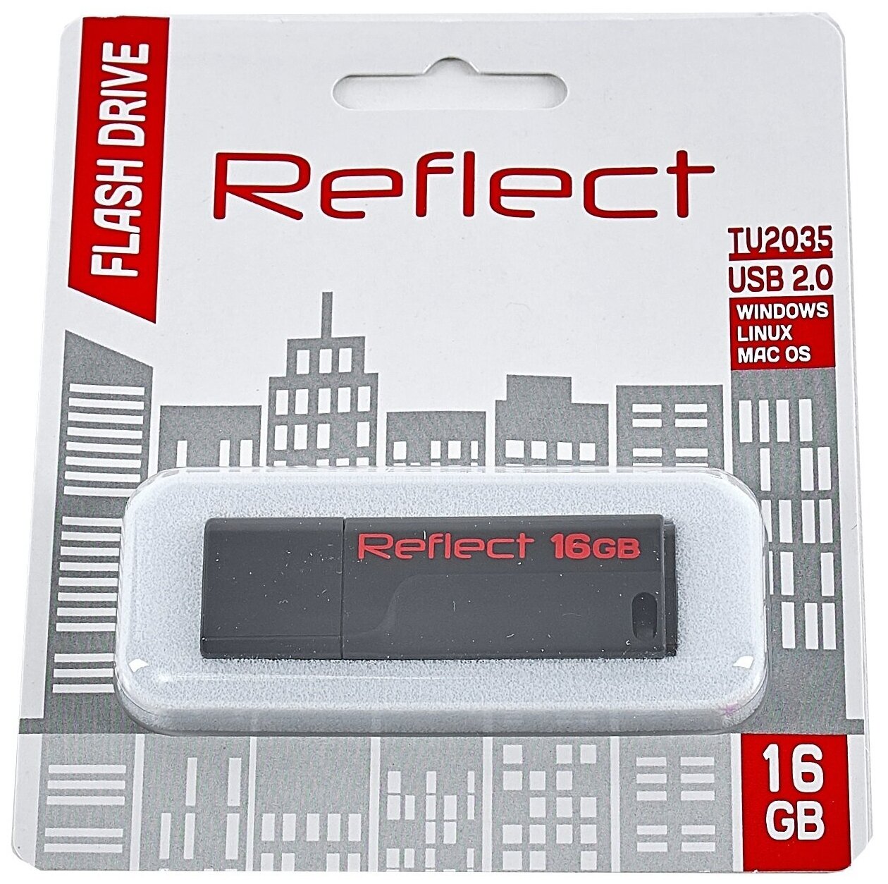 Флешка REFLECT 16GB TU2035 черный (RFFD-16GB-TU2035BK)