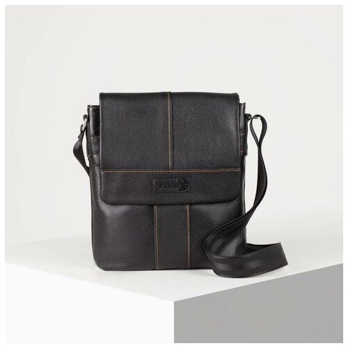 фото Планшет мужской, отдел на молнии, 3 наружных кармана, длинный ремень, цвет черный xl zolo