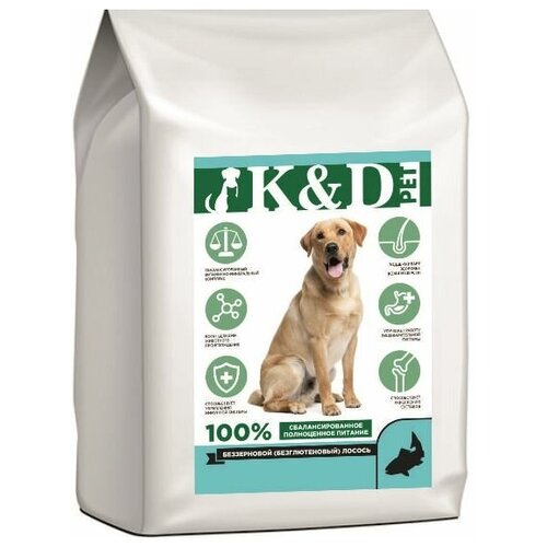 K &D pet Беззерновой для щенков и собак Средних и Крупных пород Лосось 4кг