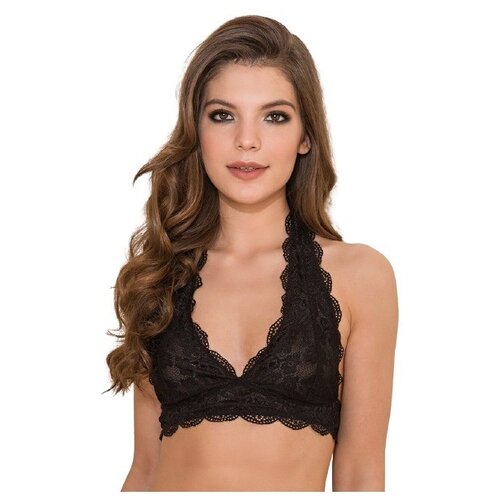 Бюстгальтер бралетт  Mia Sofia, кружевной, из сетки, чашка без косточек, мягкая, размер L(48), черный