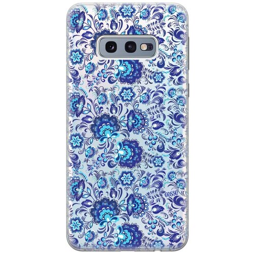 фото Ультратонкий силиконовый чехол-накладка transparent для samsung galaxy s10e с 3d принтом "gzhel" gosso