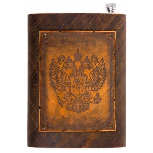 Фляжка в кожаном чехле Герб 2л. (темн.) Р00136 KNP-Р00136