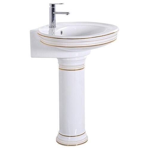 фото Ceramalux раковина ceramalux lux classic 4286 75 x 57 x 84.5 см подвесная с пьедесталом, белая, золото
