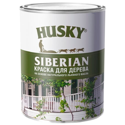 Краска алкидная (А) HUSKY Siberian для дерева на льняном масле полуматовая белый 0.9 л 0.9 кг краска фасадная husky 2 5 л цвет белый