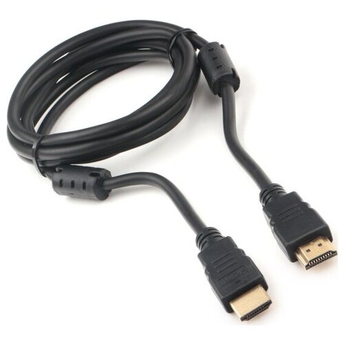 Кабель HDMI Cablexpert , 1,8м, v2.0, 19M/19M, черный, позол. разъемы, экран, 2 ферр кольц кабель hdmi cablexpert 4 5м v2 0 19m 19m черный позол разъемы экран 2 ферр коль