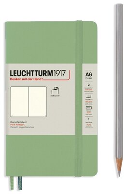 Блокнот Leuchtturm Pocket A6 61л без линовки мягкая обложка Зеленый Шалфей