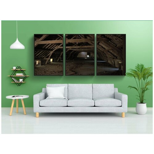 фото Набор модулных постеров для интерьера "чердак, пустой, древесина" 60x90 см. в тубусе, без рамки lotsprints