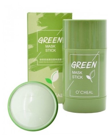 Маска для лица от черных точек очищающая глиняная O'CHEAL Green Mask Stick / Маски для лица / Глина для лица / Пилинг, сужение пор на лице / Косметика