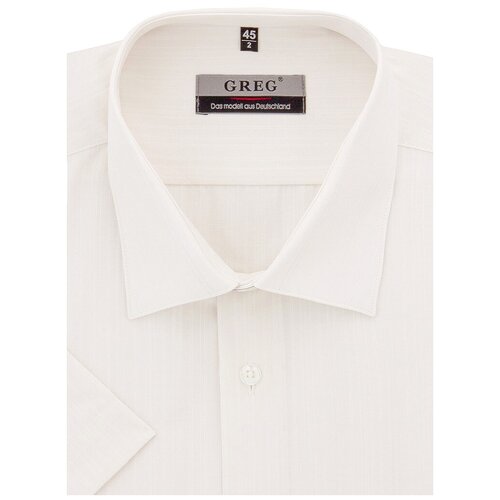 фото Рубашка мужская короткий рукав greg 511/309/32/z, полуприталенный силуэт / regular fit, цвет бежевый, рост 174-184, размер ворота 40